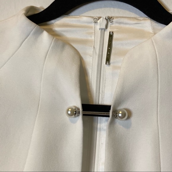 Elie Tahari White Mockneck Midi Swing Dress 10 - Picture 3 of 6